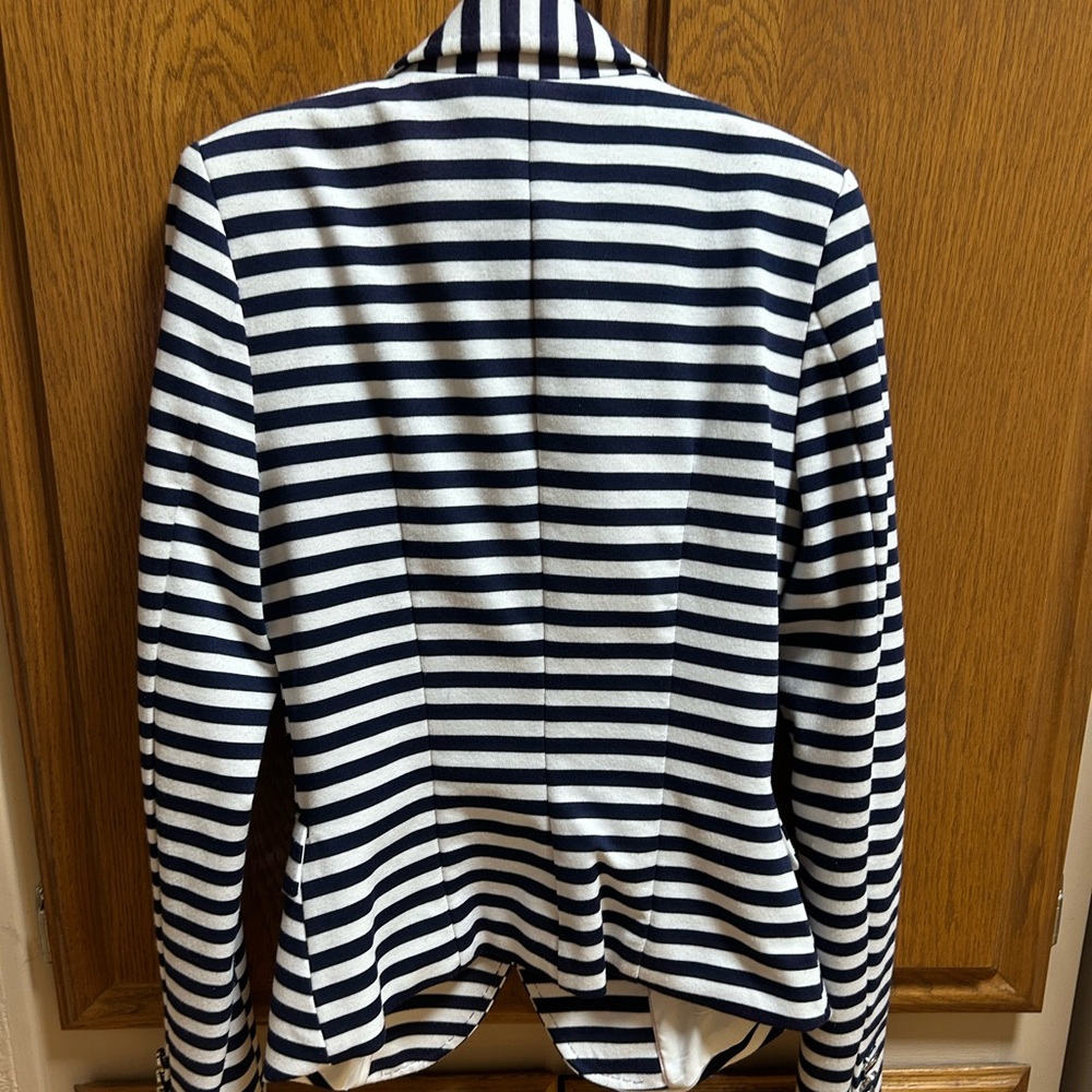 H&M Striped Navy and White Double-Breasted Women's Blazer - Picture 3 of 4